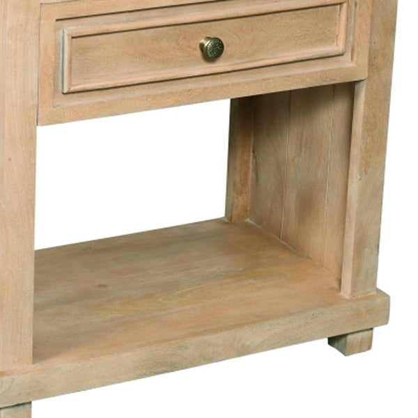 Homeroots 28" Distressed Natural One Drawer Solid Wood Nightstand   555412