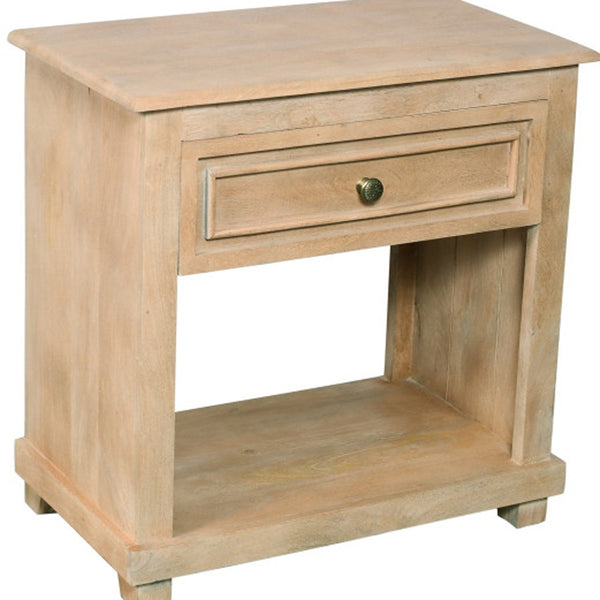 Homeroots 28" Distressed Natural One Drawer Solid Wood Nightstand   555412