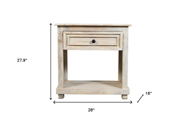 HomeRoots 28" Rustic Solid Wood Distressed Nightstand - Versatile Storage & Vintage Charm for Any Room 555413