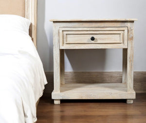 HomeRoots 28" Rustic Solid Wood Distressed Nightstand - Versatile Storage & Vintage Charm for Any Room 555413