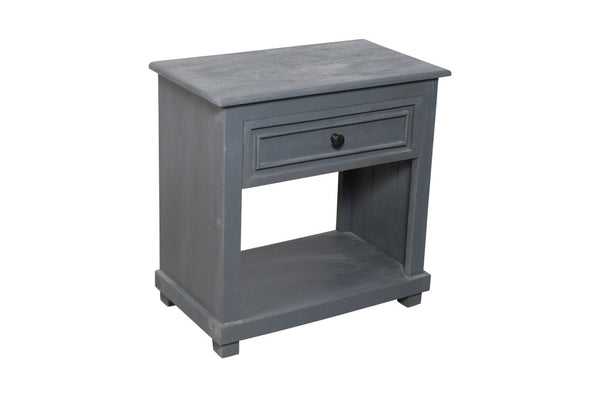Homeroots 28" Distressed Gray One Drawer Solid Wood Nightstand   555414