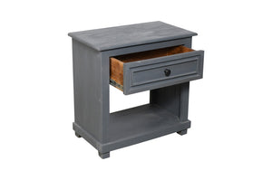 Homeroots 28" Distressed Gray One Drawer Solid Wood Nightstand   555414