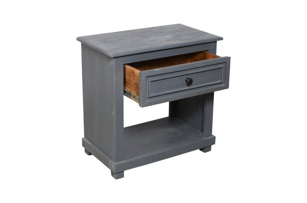 Homeroots 28" Distressed Gray One Drawer Solid Wood Nightstand   555414