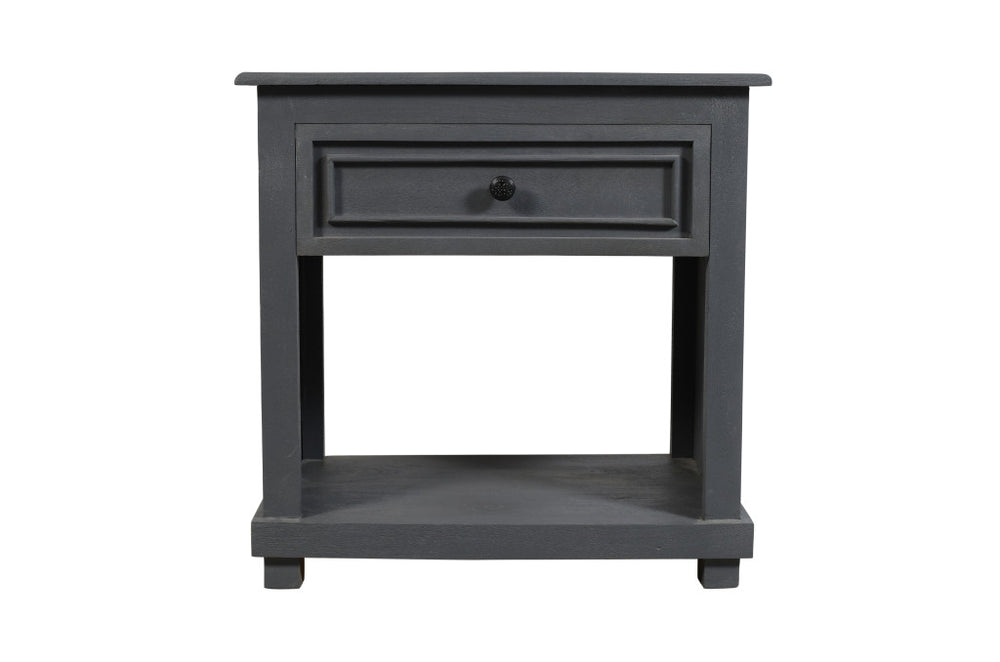 Homeroots 28" Distressed Gray One Drawer Solid Wood Nightstand   555414