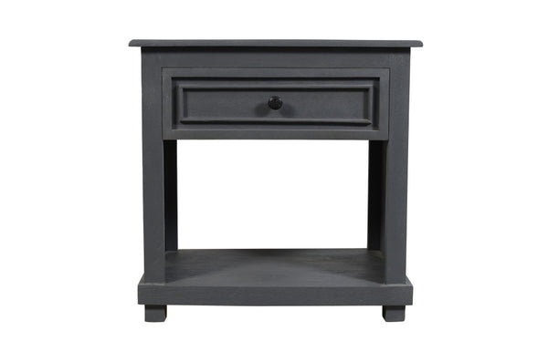Homeroots 28" Distressed Gray One Drawer Solid Wood Nightstand   555414