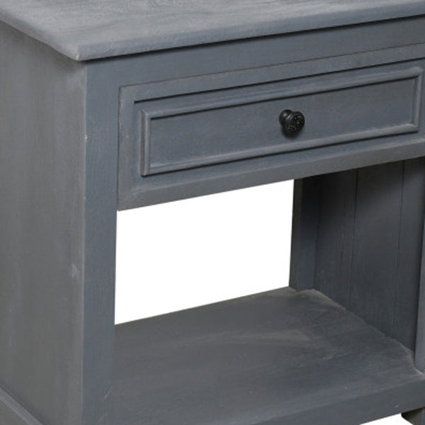 Homeroots 28" Distressed Gray One Drawer Solid Wood Nightstand   555414