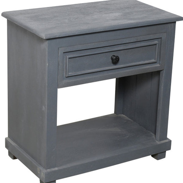 Homeroots 28" Distressed Gray One Drawer Solid Wood Nightstand   555414