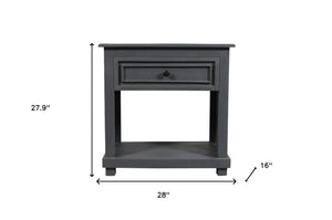 Homeroots 28" Distressed Gray One Drawer Solid Wood Nightstand   555414