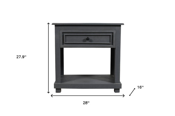 Homeroots 28" Distressed Gray One Drawer Solid Wood Nightstand   555414