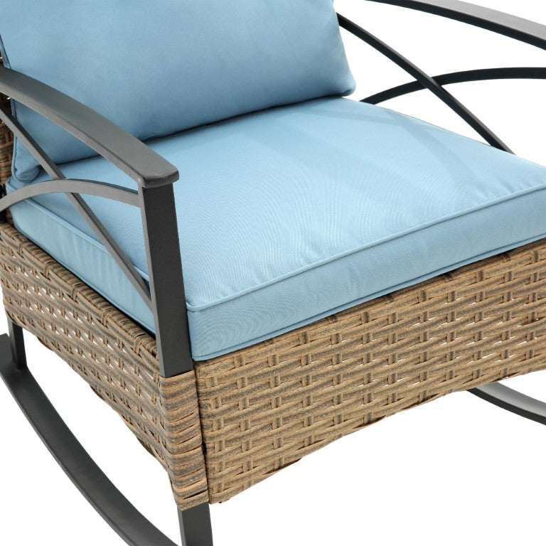 HomeRoots Three Piece Rattan Bistro Set for Two with Woven Chairs and Accent Side Table 555417