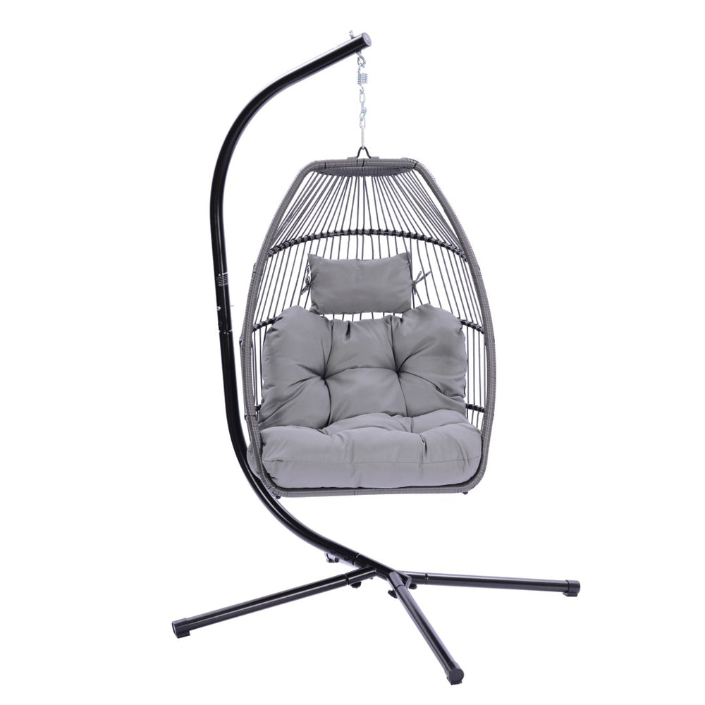 HomeRoots Gray Solid Color Single Swing Chair – Ergonomic Indoor/Outdoor Retreat for Cozy Relaxation & Style 555422