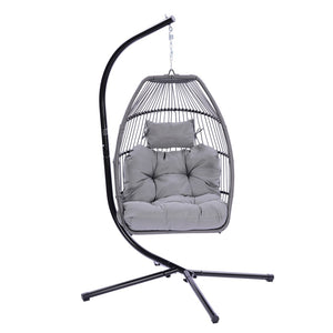 HomeRoots Gray Solid Color Single Swing Chair – Ergonomic Indoor/Outdoor Retreat for Cozy Relaxation & Style 555422