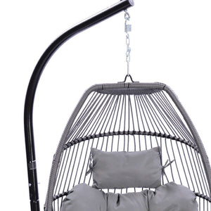 HomeRoots Gray Solid Color Single Swing Chair – Ergonomic Indoor/Outdoor Retreat for Cozy Relaxation & Style 555422