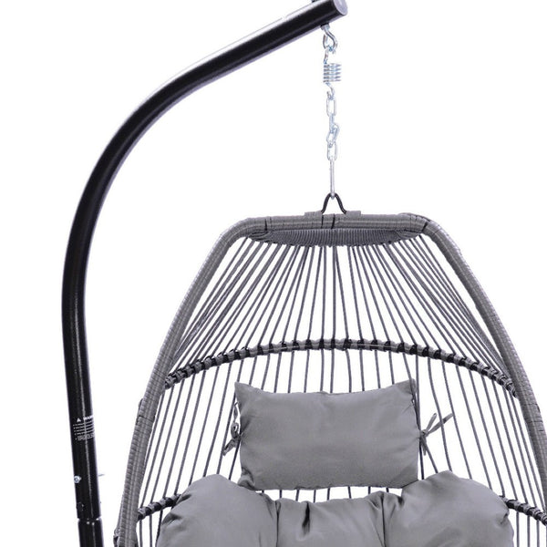 HomeRoots Gray Solid Color Single Swing Chair – Ergonomic Indoor/Outdoor Retreat for Cozy Relaxation & Style 555422