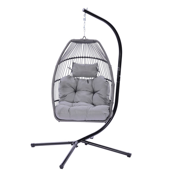 HomeRoots Gray Solid Color Single Swing Chair – Ergonomic Indoor/Outdoor Retreat for Cozy Relaxation & Style 555422