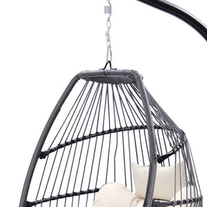 HomeRoots Beige Single Swing Chair - Elegant Woven Comfort for Indoor & Outdoor Relaxation, 330 lbs Capacity 555423