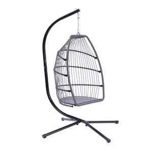HomeRoots Beige Single Swing Chair - Elegant Woven Comfort for Indoor & Outdoor Relaxation, 330 lbs Capacity 555423