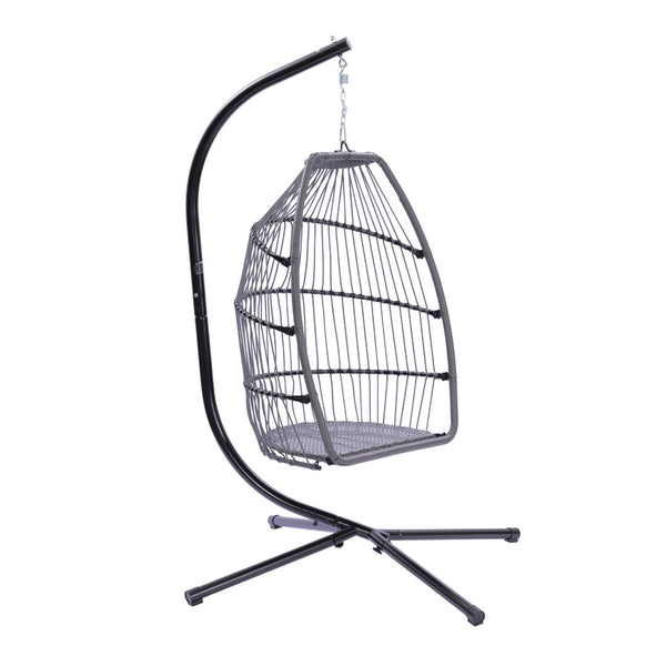 HomeRoots Beige Single Swing Chair - Elegant Woven Comfort for Indoor & Outdoor Relaxation, 330 lbs Capacity 555423