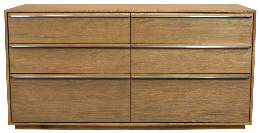 Homeroots 60" Natural Solid Wood Six Drawer Double Dresser  Solid Wood 555430