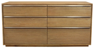 Homeroots 60" Natural Solid Wood Six Drawer Double Dresser  Solid Wood 555430