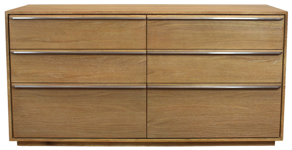 Homeroots 60" Natural Solid Wood Six Drawer Double Dresser  Solid Wood 555430