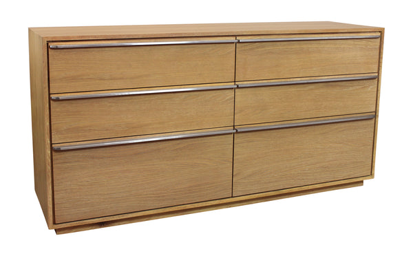 Homeroots 60" Natural Solid Wood Six Drawer Double Dresser  Solid Wood 555430