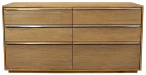 Homeroots 60" Natural Solid Wood Six Drawer Double Dresser  Solid Wood 555430