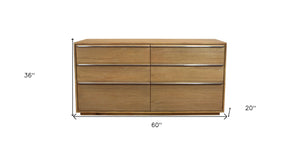 Homeroots 60" Natural Solid Wood Six Drawer Double Dresser  Solid Wood 555430