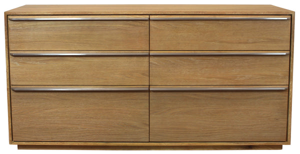Homeroots 60" Natural Solid Wood Six Drawer Double Dresser  Solid Wood 555430