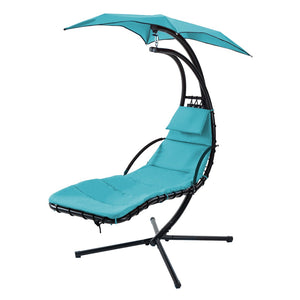 HomeRoots Blue Vibrant Single Swing Chair with Stand – Cozy Indoor/Outdoor Hammock for Relaxation & Style 555440