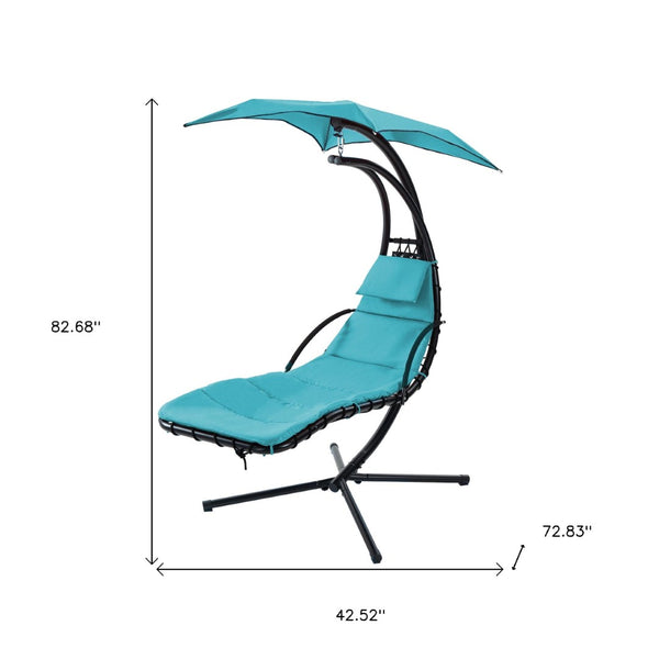HomeRoots Blue Vibrant Single Swing Chair with Stand – Cozy Indoor/Outdoor Hammock for Relaxation & Style 555440