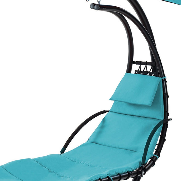 HomeRoots Blue Vibrant Single Swing Chair with Stand – Cozy Indoor/Outdoor Hammock for Relaxation & Style 555440