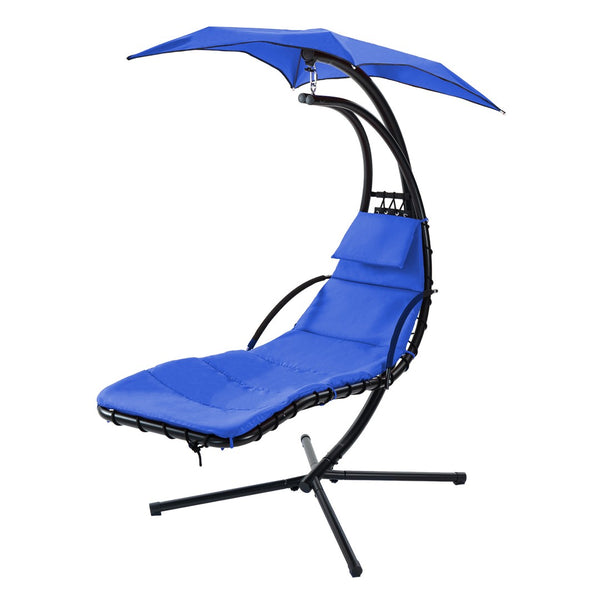 HomeRoots Navy Blue Single Swing Chair with Stand - Stylish Indoor/Outdoor Relaxation for One, Easy Assembly 555441