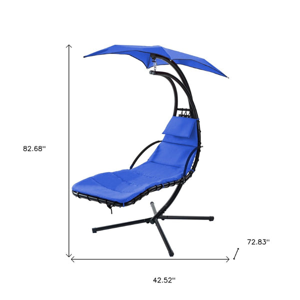 HomeRoots Navy Blue Single Swing Chair with Stand - Stylish Indoor/Outdoor Relaxation for One, Easy Assembly 555441