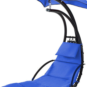 HomeRoots Navy Blue Single Swing Chair with Stand - Stylish Indoor/Outdoor Relaxation for One, Easy Assembly 555441