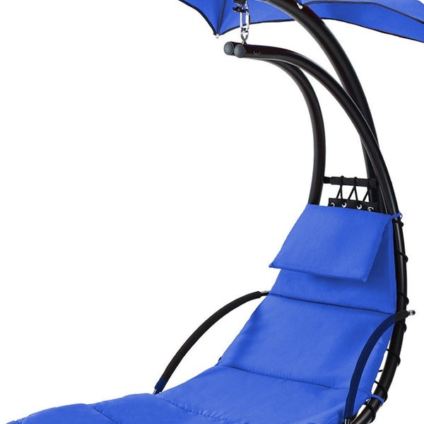 HomeRoots Navy Blue Single Swing Chair with Stand - Stylish Indoor/Outdoor Relaxation for One, Easy Assembly 555441