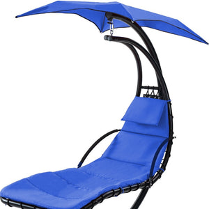 HomeRoots Navy Blue Single Swing Chair with Stand - Stylish Indoor/Outdoor Relaxation for One, Easy Assembly 555441