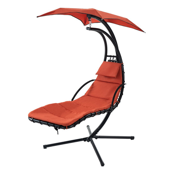 HomeRoots Orange Vibrant Single Swing Chair with Stand - Cozy, Durable Hammock for Relaxation Indoors/Outdoors 555442