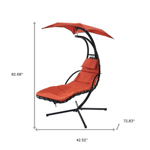 HomeRoots Orange Vibrant Single Swing Chair with Stand - Cozy, Durable Hammock for Relaxation Indoors/Outdoors 555442