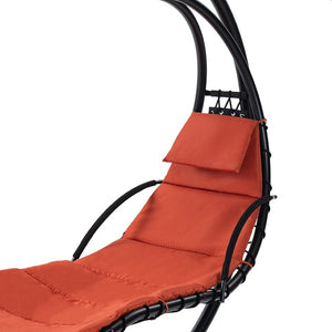 HomeRoots Orange Vibrant Single Swing Chair with Stand - Cozy, Durable Hammock for Relaxation Indoors/Outdoors 555442
