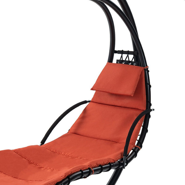 HomeRoots Orange Vibrant Single Swing Chair with Stand - Cozy, Durable Hammock for Relaxation Indoors/Outdoors 555442