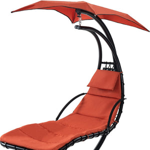 HomeRoots Orange Vibrant Single Swing Chair with Stand - Cozy, Durable Hammock for Relaxation Indoors/Outdoors 555442