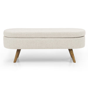HomeRoots 44" Beige and Brown Linen Storage Bench with Flip Top – Stylish, Versatile, and Space-Saving Solution! 555443