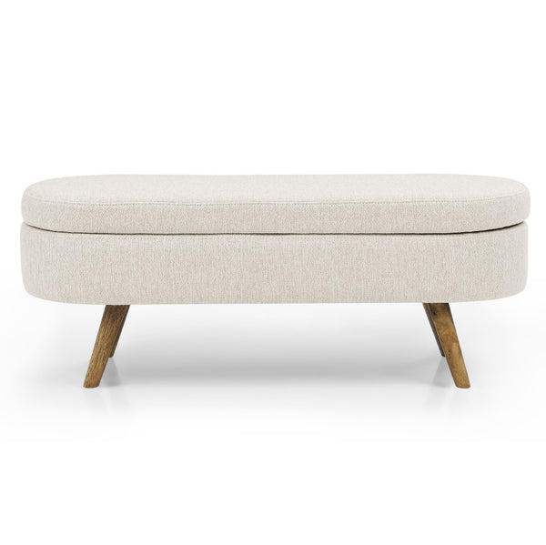 HomeRoots 44" Beige and Brown Linen Storage Bench with Flip Top – Stylish, Versatile, and Space-Saving Solution! 555443
