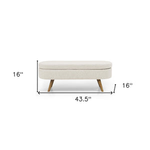 Homeroots 44" Stylish Beige And Brown Linen Upholstered Storage Bench With Flip Top For Neat Spaces   555443
