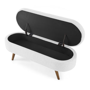 Homeroots 44" Stylish White And Brown Linen Upholstered Storage Bench - Functional Flip Top For Neat Spaces!   555444