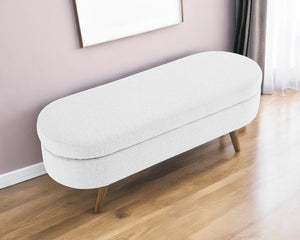 Homeroots 44" Stylish White And Brown Linen Upholstered Storage Bench - Functional Flip Top For Neat Spaces!   555444