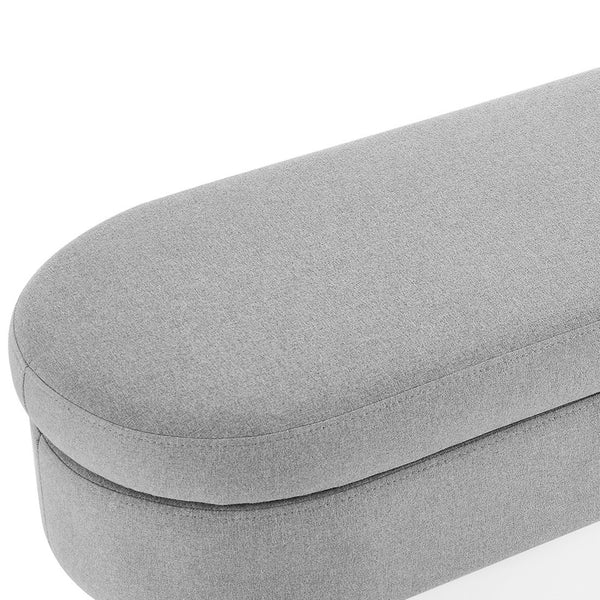 Homeroots 44" Stylish Gray And Brown Linen Upholstered Storage Bench With Flip Top For Elegant Organization   555445