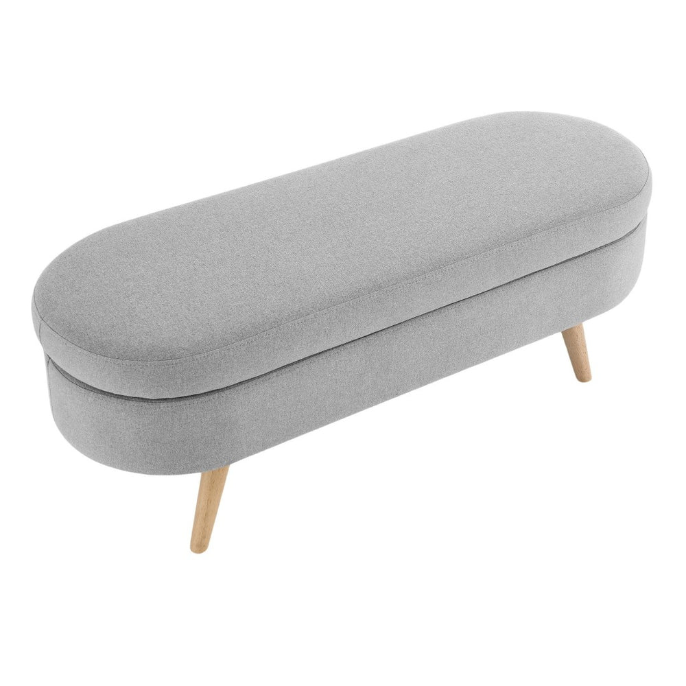 HomeRoots 44" Gray and Brown Linen Upholstered Storage Bench with Flip-Top for Stylish Home Organization 555445