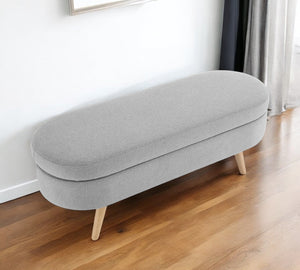 Homeroots 44" Stylish Gray And Brown Linen Upholstered Storage Bench With Flip Top For Elegant Organization   555445